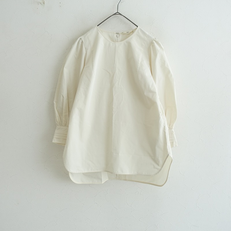 エムダブリューMW TOKYO *シルクブレンドギャザースリーブプルオーバーシャツ*40ブラウス絹混クリーム(1-2503-294)【11D52】