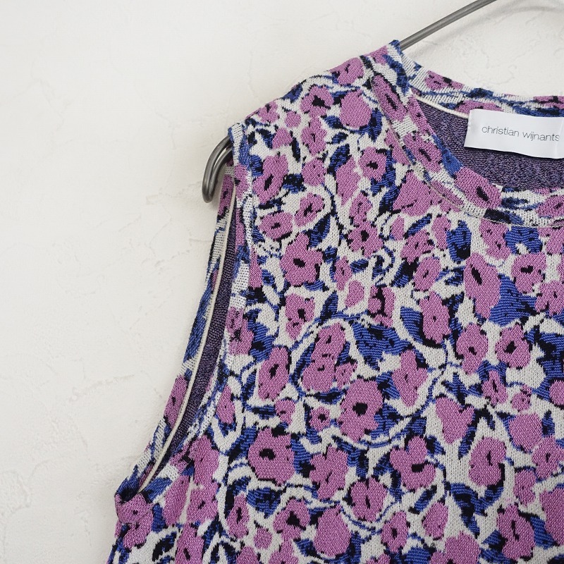 クリスチャンワイナンツ Christian Wijnants *フラワージャカードニットタンクチュニック*S花柄スリット(2-2503-671)【22D52】