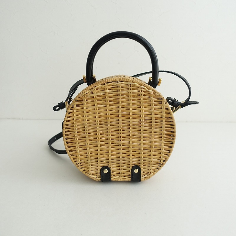 【美品/定価2.2萬(wàn)】ヴィオラドーロ VIOLAd’ORO*ラタンラウンドカゴバッグ*かばん2way手提げショルダー0325(ba10-2503-102)【82D52】