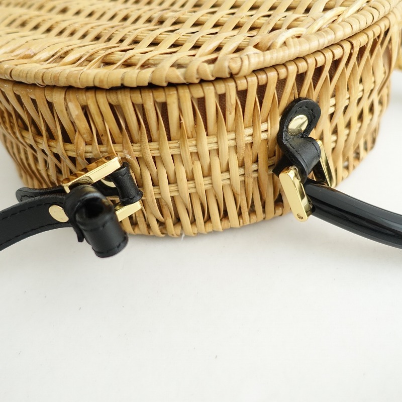 【美品/定価2.2萬(wàn)】ヴィオラドーロ VIOLAd’ORO*ラタンラウンドカゴバッグ*かばん2way手提げショルダー0325(ba10-2503-102)【82D52】