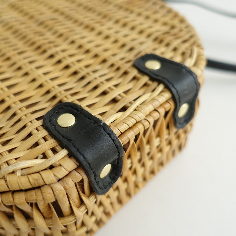 【美品/定価2.2萬(wàn)】ヴィオラドーロ VIOLAd’ORO*ラタンラウンドカゴバッグ*かばん2way手提げショルダー0325(ba10-2503-102)【82D52】