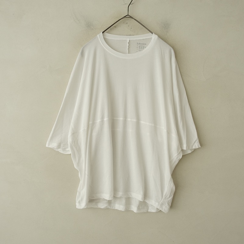 イチダース 1dozen *コットン切り替えドルマンカットソー*薄手Tシャツ白ホワイトプルオーバー(1-2504-98)【03D52】