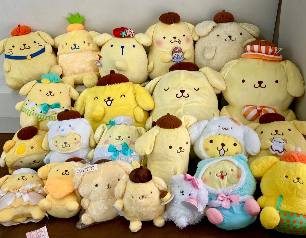 RR070) サンリオ ポムポムプリン ぬいぐるみ 大量セット まとめ RR070) サンリオ ポムポムプリン ぬいぐるみ 大量セット まとめ