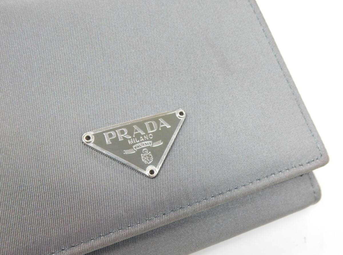PRADA プラダ △ 三つ折り財布 テスート グレー CHIACCIO 三角 PRADA プラダ △ 三つ折り財布 テスート グレー CHIACCIO 三角