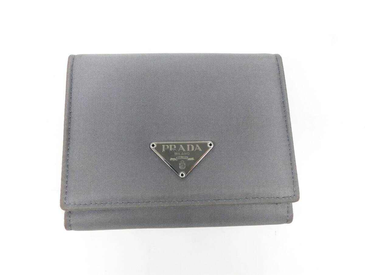 PRADA プラダ △ 三つ折り財布 テスート グレー CHIACCIO 三角 PRADA プラダ △ 三つ折り財布 テスート グレー CHIACCIO 三角