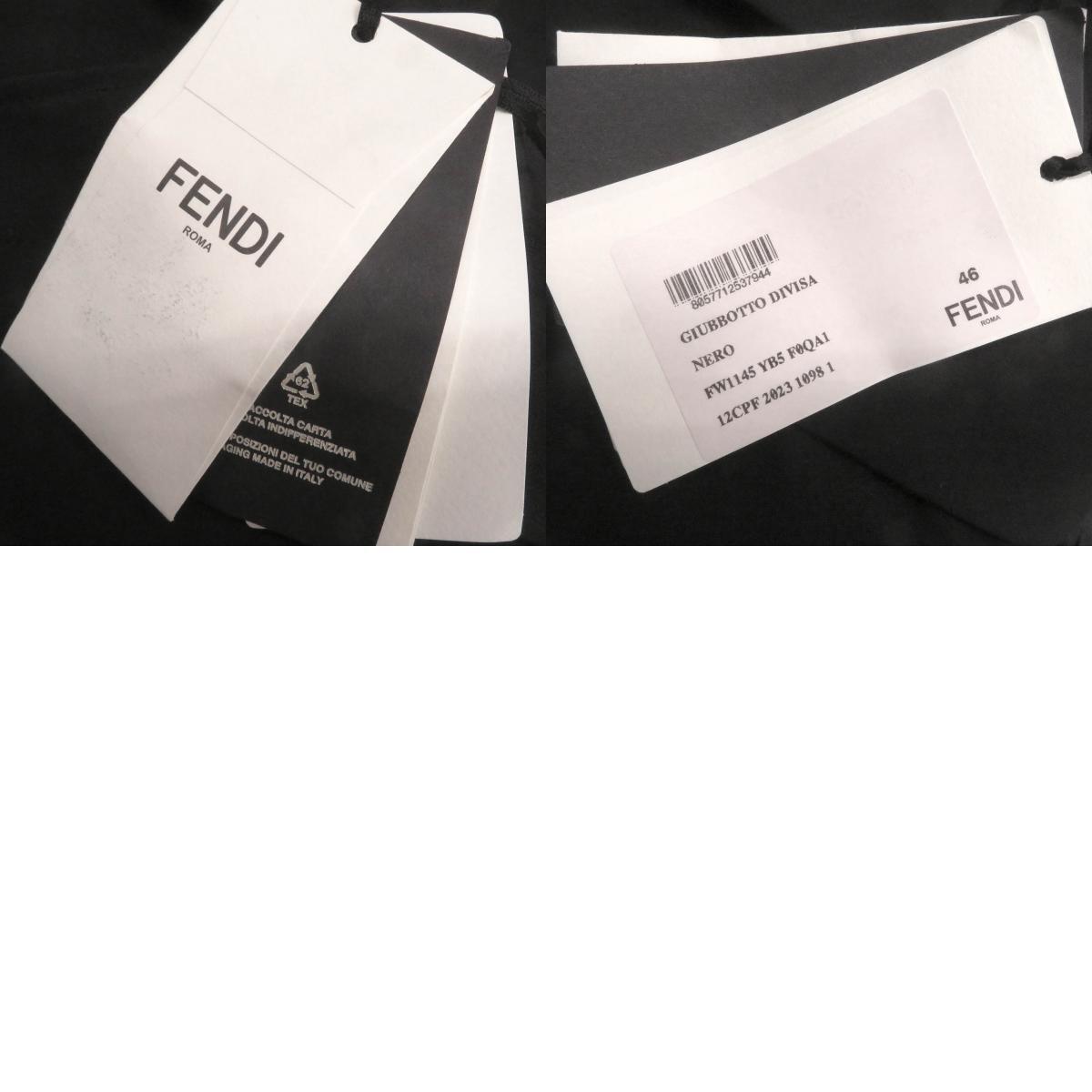 未使用品□FENDI フェンディ 2023年制 FW1145 ロゴワッペン フライフロント 長(zhǎng)袖シャツ ブラック 46 ブルガリア制 正規(guī)品 メンズ
