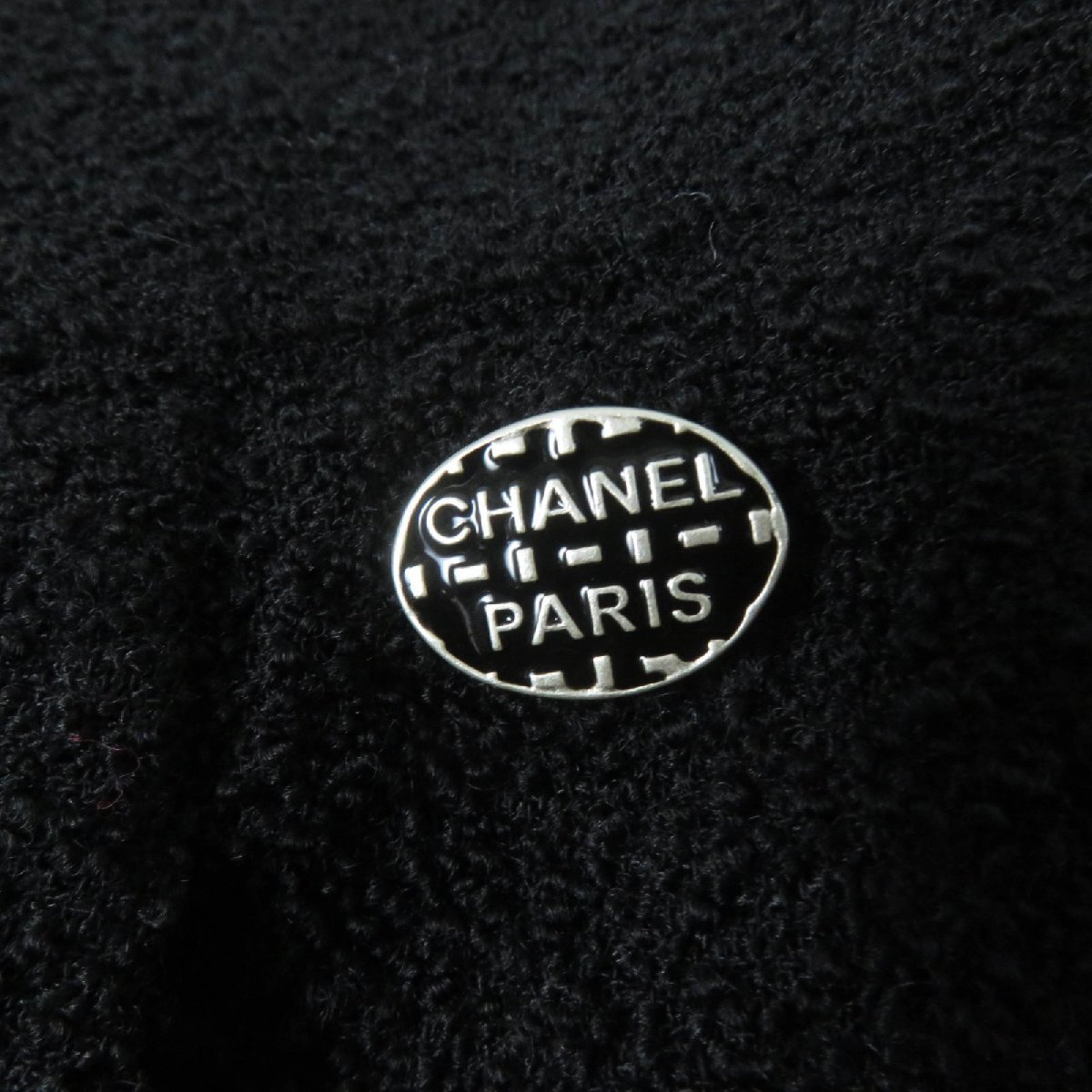 極美品☆CHANEL シャネル P54700V30847 ウール ロゴプレート ツイード ガウチョパンツ ワイドパンツ ブラック 38 仏制 正規(guī)品 レディース