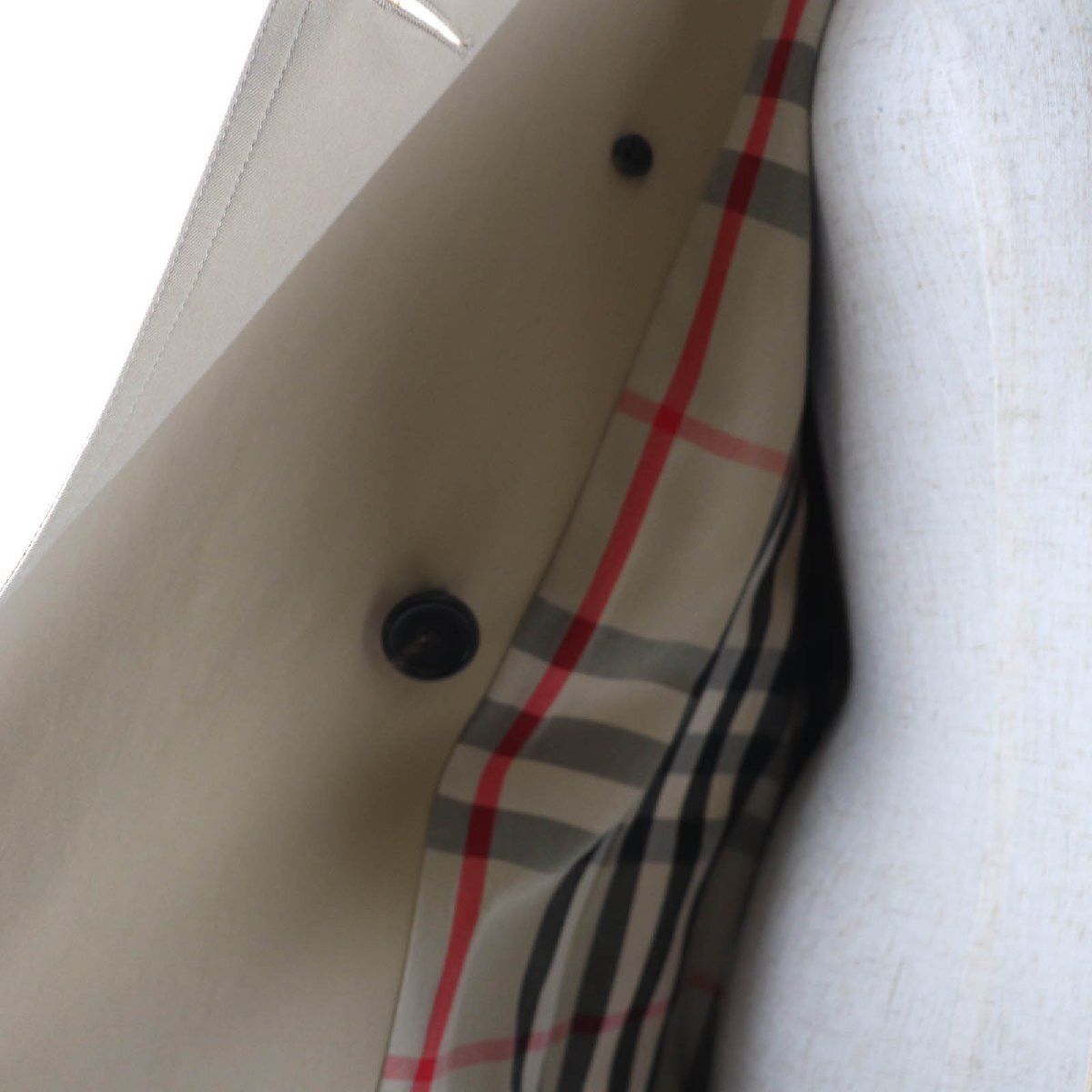 美品☆BURBERRY バーバリー ケンジントン コットン 里地ノバチェック柄 ロゴボタン トレンチコート ベージュ 36 國內(nèi)正規(guī)品 レディース