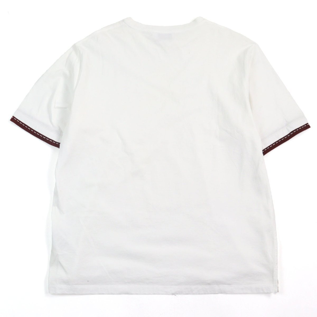 美品○HERMES エルメス 21SS サドルステッチ ラウンドネック バイカラー ダブルコントラストエッジ 半袖Ｔシャツ L 伊制 正規(guī)品　メンズ