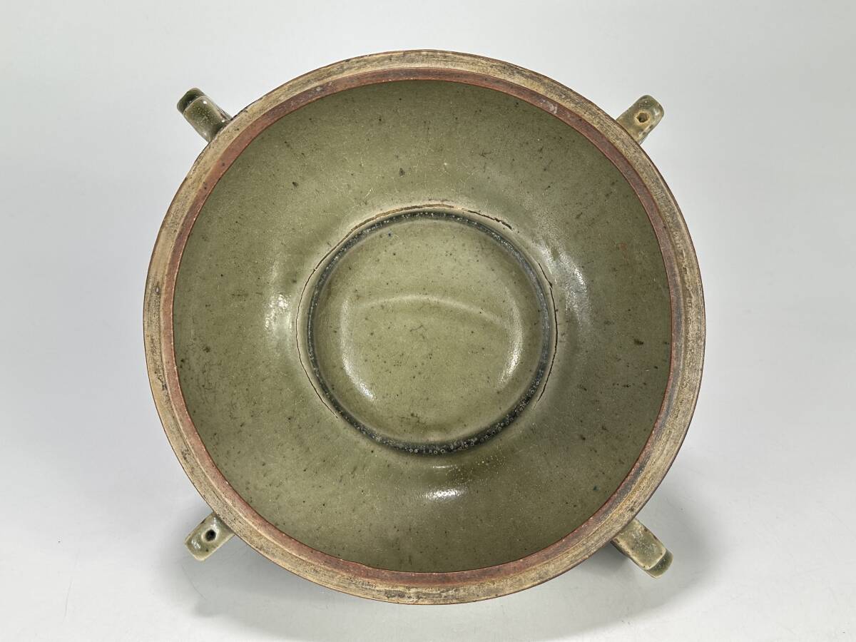 UA10-7 中国美術 青磁 倣青銅器 蓋物 鼎 唐物 時代物 古物 (青磁 UA10-7 中国美術 青磁 倣青銅器 蓋物 鼎 唐物 時代物 古物 (青磁