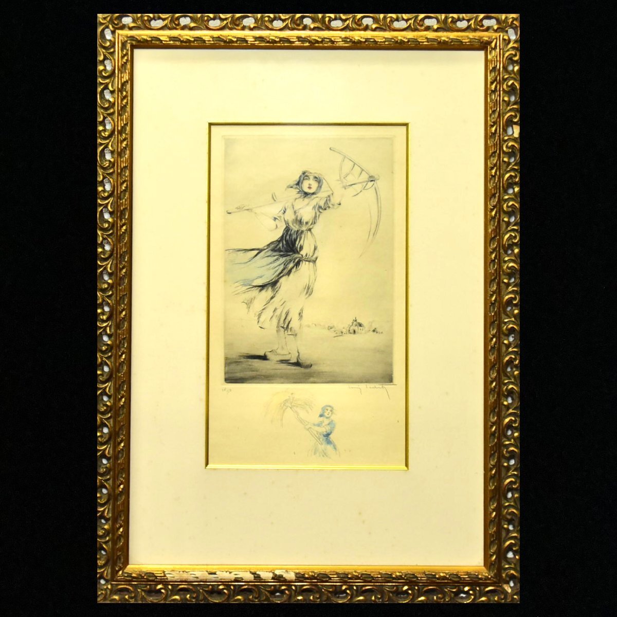 10-13484)ルイ・イカール 女性 10/50 版画 銅板画 直筆サイン 10-13484)ルイ・イカール 女性 10/50 版画 銅板画 直筆サイン