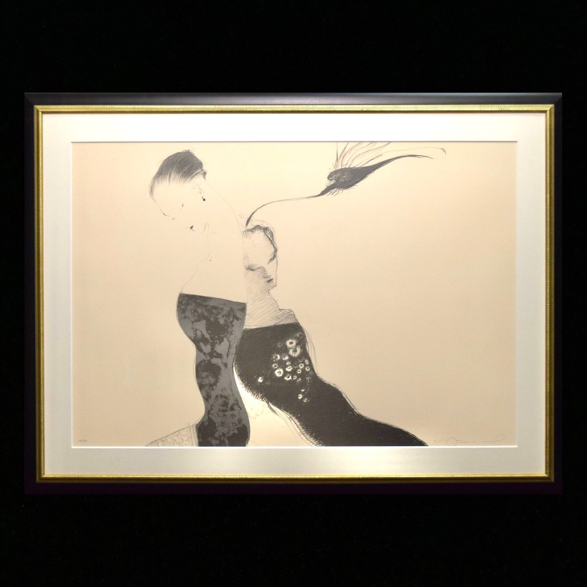 9-9260)天野喜孝『ツイン』62/100 リトグラフ 直筆サイン 被せ箱 9-9260)天野喜孝『ツイン』62/100 リトグラフ 直筆サイン 被せ箱