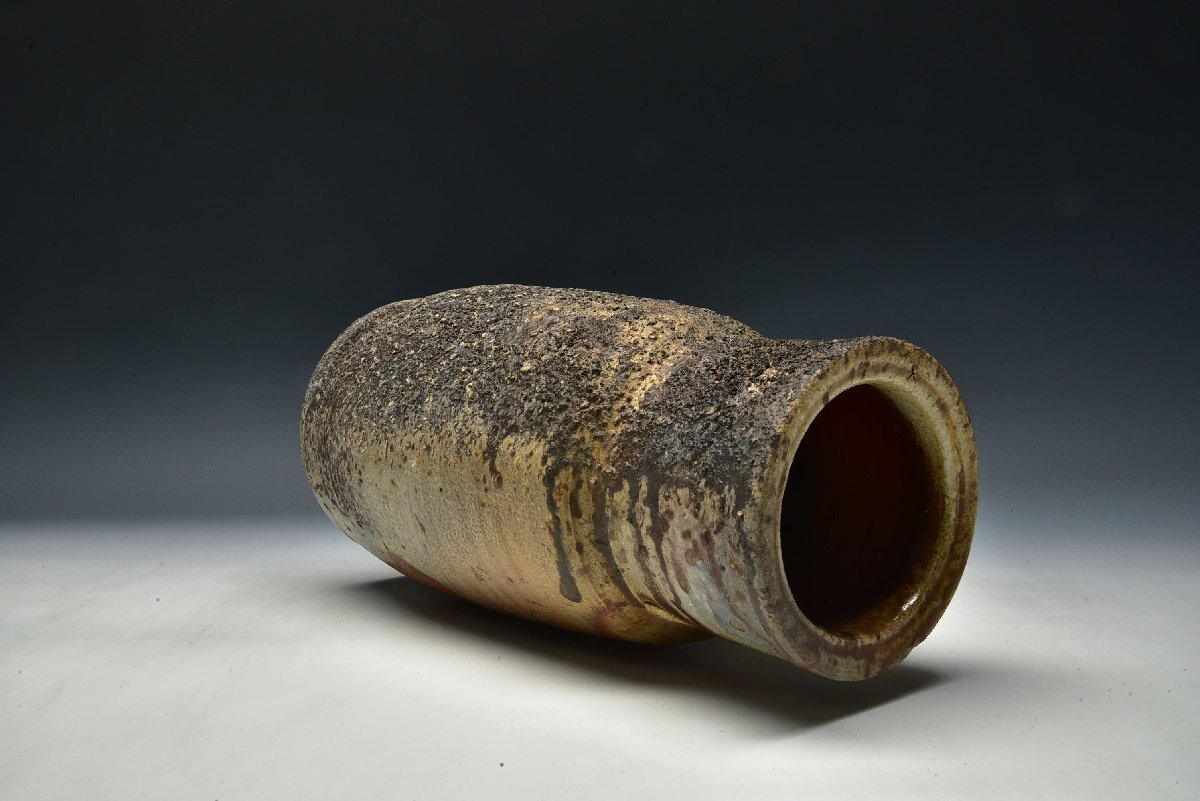 SP6297 榊原茂 備前 窯変 花生 花入 花器 花瓶 壺 共箱(花器、壷 SP6297 榊原茂 備前 窯変 花生 花入 花器 花瓶 壺 共箱(花器、壷