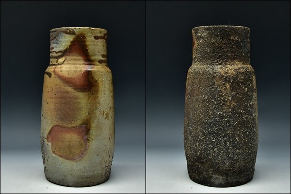 SP6297 榊原茂 備前 窯変 花生 花入 花器 花瓶 壺 共箱(花器、壷 SP6297 榊原茂 備前 窯変 花生 花入 花器 花瓶 壺 共箱(花器、壷