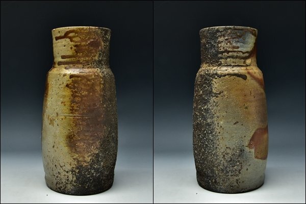 SP6297 榊原茂 備前 窯変 花生 花入 花器 花瓶 壺 共箱(花器、壷 SP6297 榊原茂 備前 窯変 花生 花入 花器 花瓶 壺 共箱(花器、壷