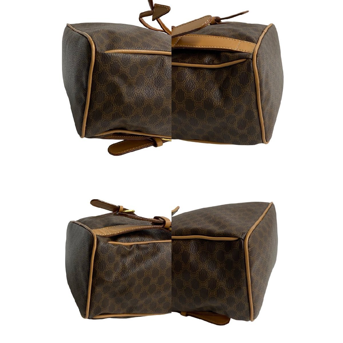 極 美品 CELINE セリーヌ マカダム ブラゾン トリオンフ 柄 ロゴ リング金具 レザー リュックサック デイパック ブラウン 茶 43496_画像8