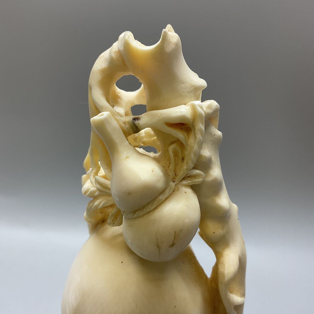 N4 七福神 福禄寿 寿老人 象牙風 彫刻 置物 細密彫刻 重量616g N4 七福神 福禄寿 寿老人 象牙風 彫刻 置物 細密彫刻 重量616g