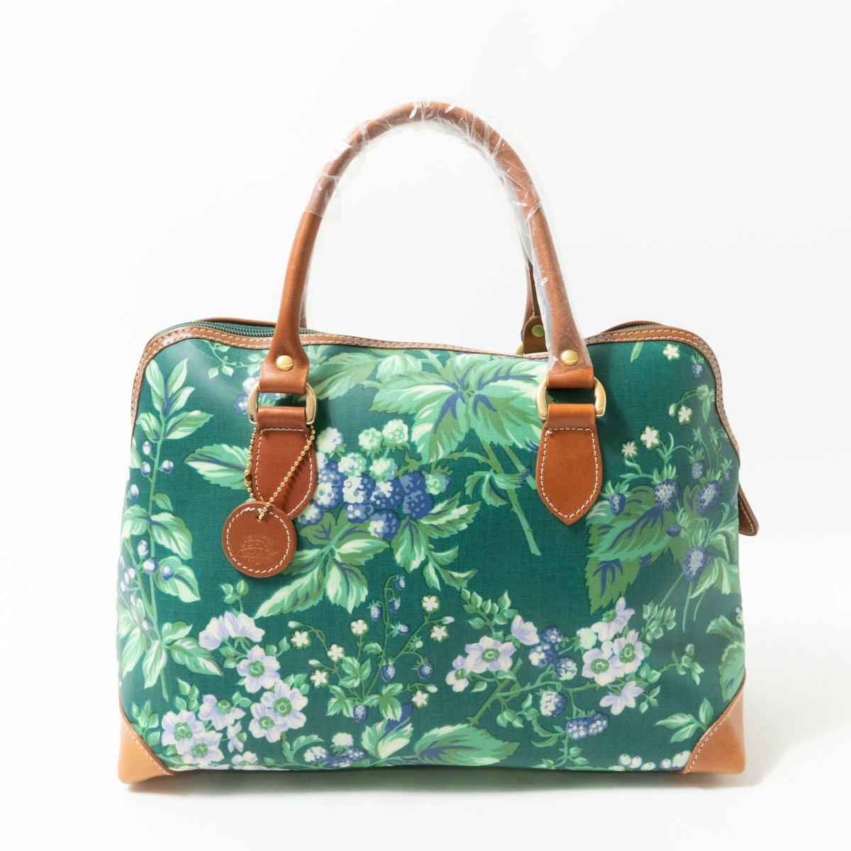 LAURA ASHLEY ローラアシュレイ ミニボストンバッグ ショルダーバッグ 2WAY グリーン系 花柄 ボタニカル柄 レディース 婦人 女性 鞄 bag