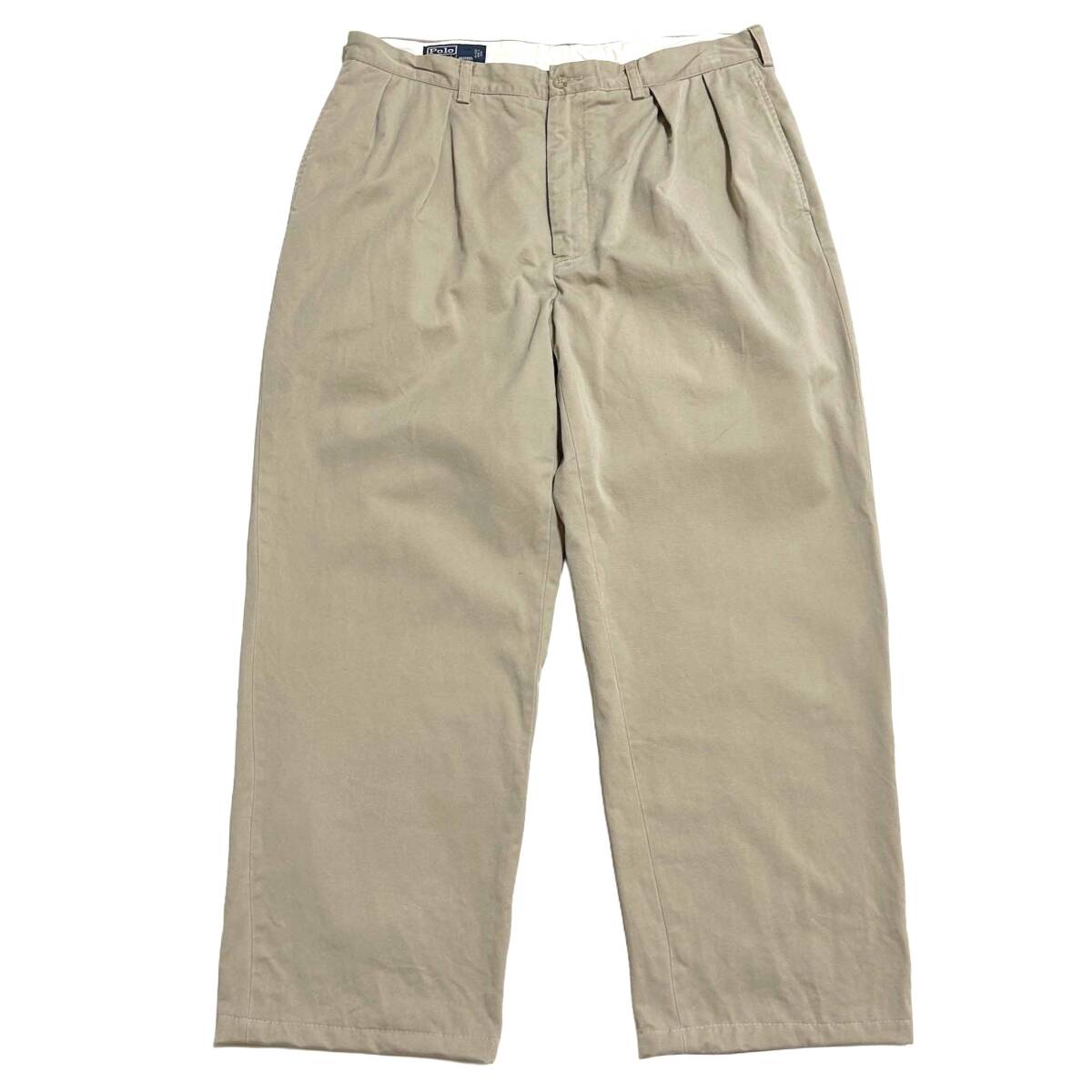希少【オールド 90s Polo Ralph Lauren ポロ ラルフローレン インプリーツ ツータック チノパン ベージュ W36】アンドリュー USA