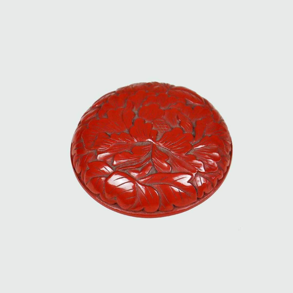 無形文化財 村上堆朱 香合 牡丹唐草図 漆芸 漆器 細密彫刻 香 無形文化財 村上堆朱 香合 牡丹唐草図 漆芸 漆器 細密彫刻 香