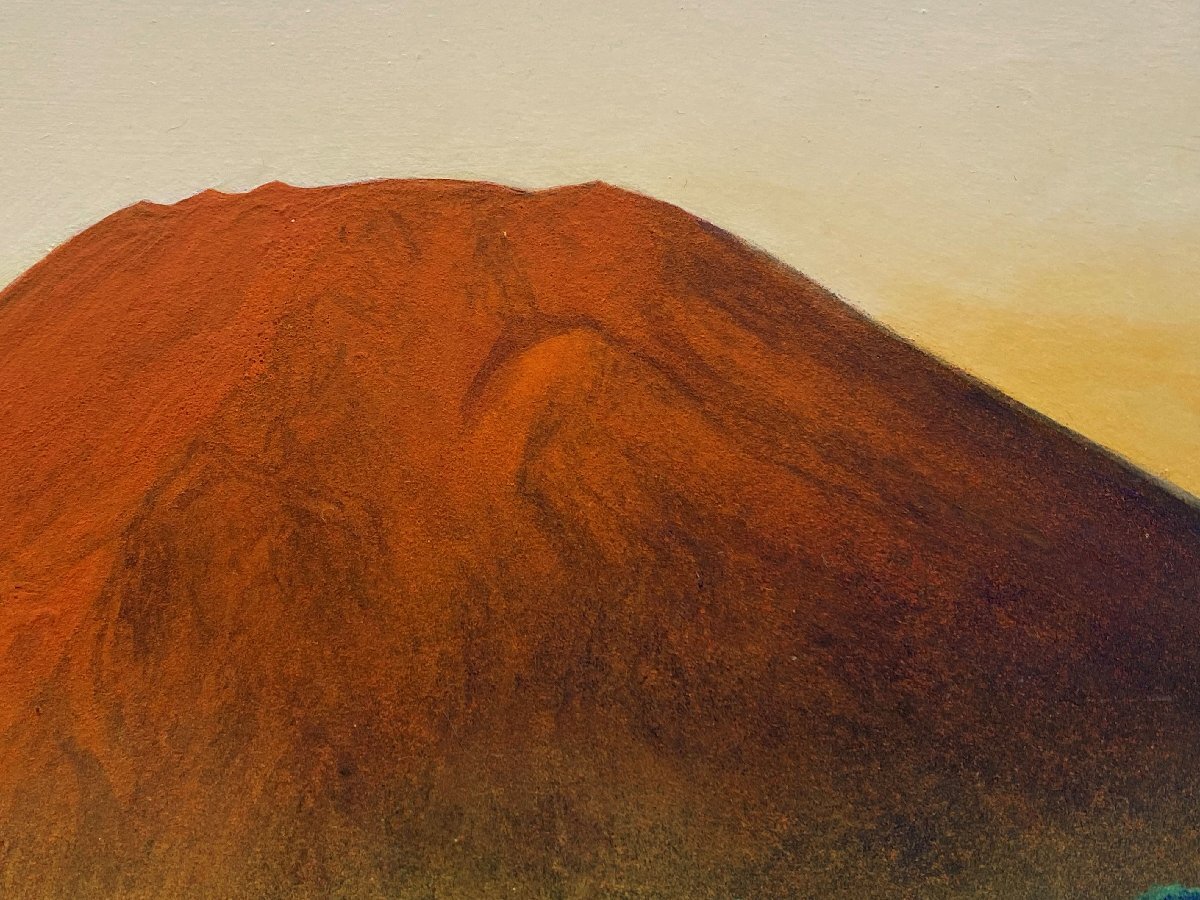 真作保証 西村光人「紅富獄」 日本画 4号 共シール タトウ箱付 真作保証 西村光人「紅富獄」 日本画 4号 共シール タトウ箱付
