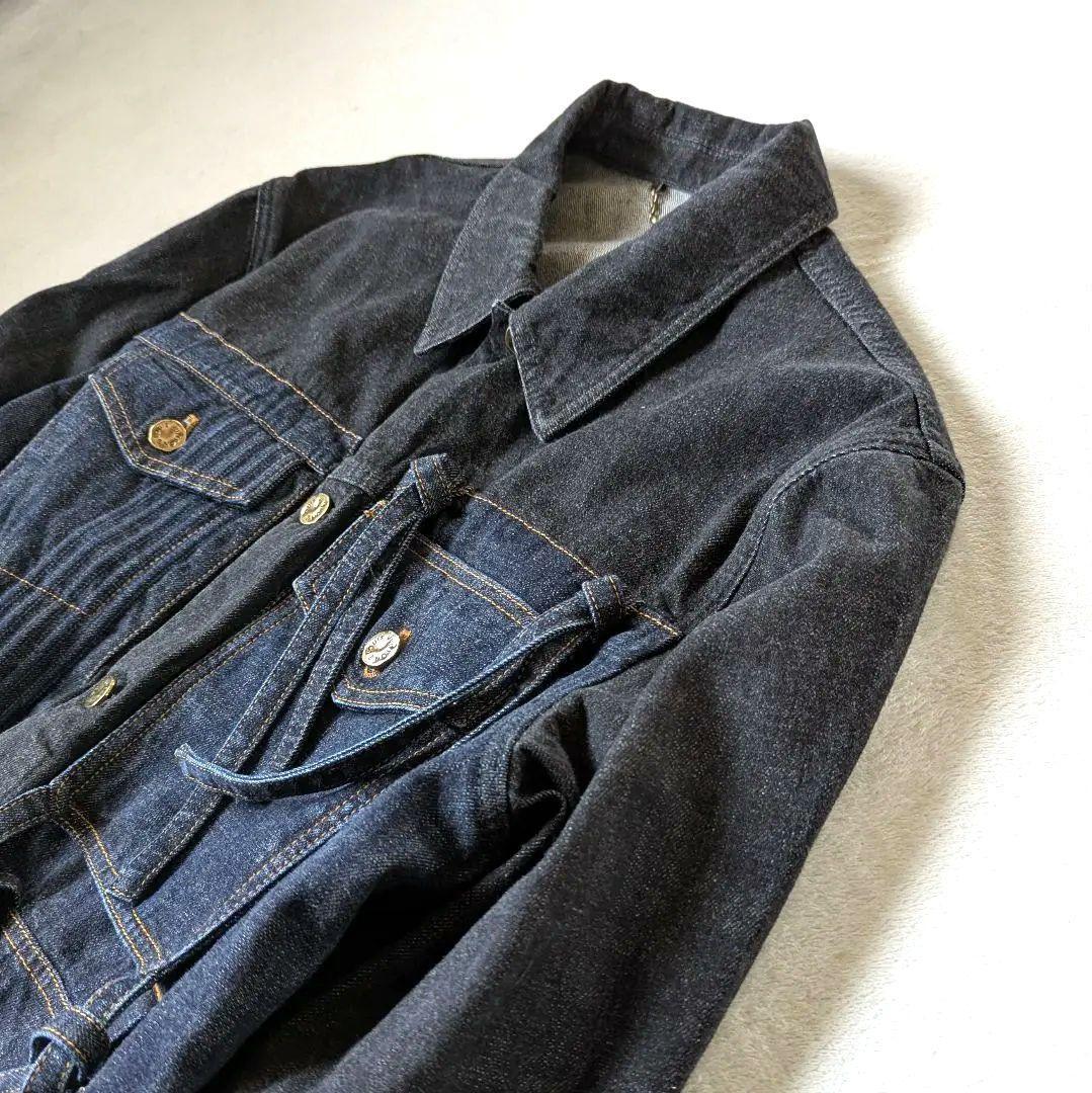 1円～ 極美品 Louis Vuitton ルイヴィトン 22AW カラコラム デニムジャケット サイズ52 XL 金ボタン メンズ 希少 高級(jí) ブルゾン ジャケット