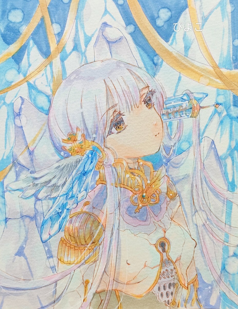 鉱石ラジオ・ドール(三日月少女) オリジナル 手描きイラスト 鉱石ラジオ・ドール(三日月少女) オリジナル 手描きイラスト