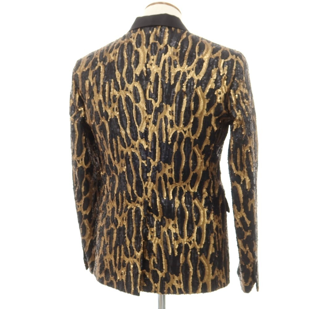 【新品アウトレット】ディースクエアード DSQUARED2 総スパンコール タキシードジャケット ブラックxゴールド【サイズ46】
