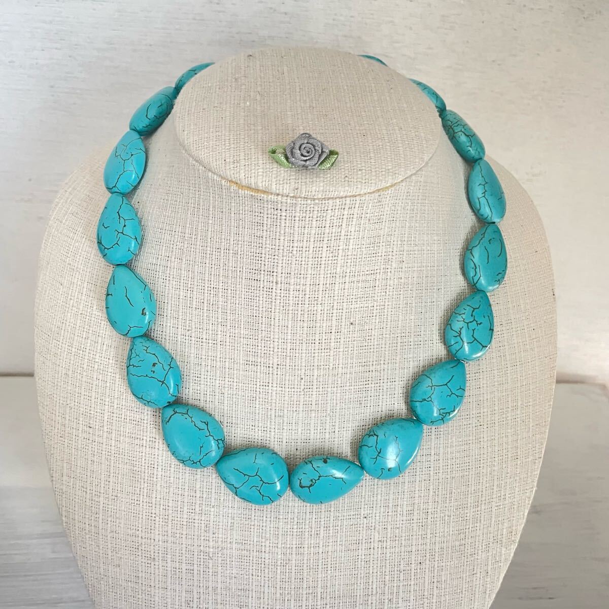 ターコイズブルー(涙型)ネックレス☆アジャスト付き_画像7