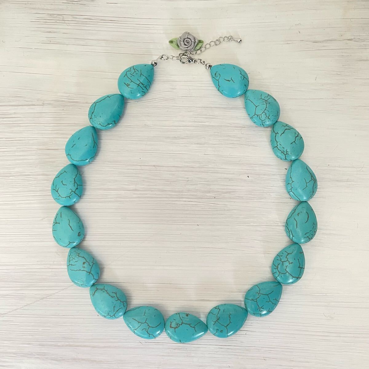 ターコイズブルー(涙型)ネックレス☆アジャスト付き_画像8