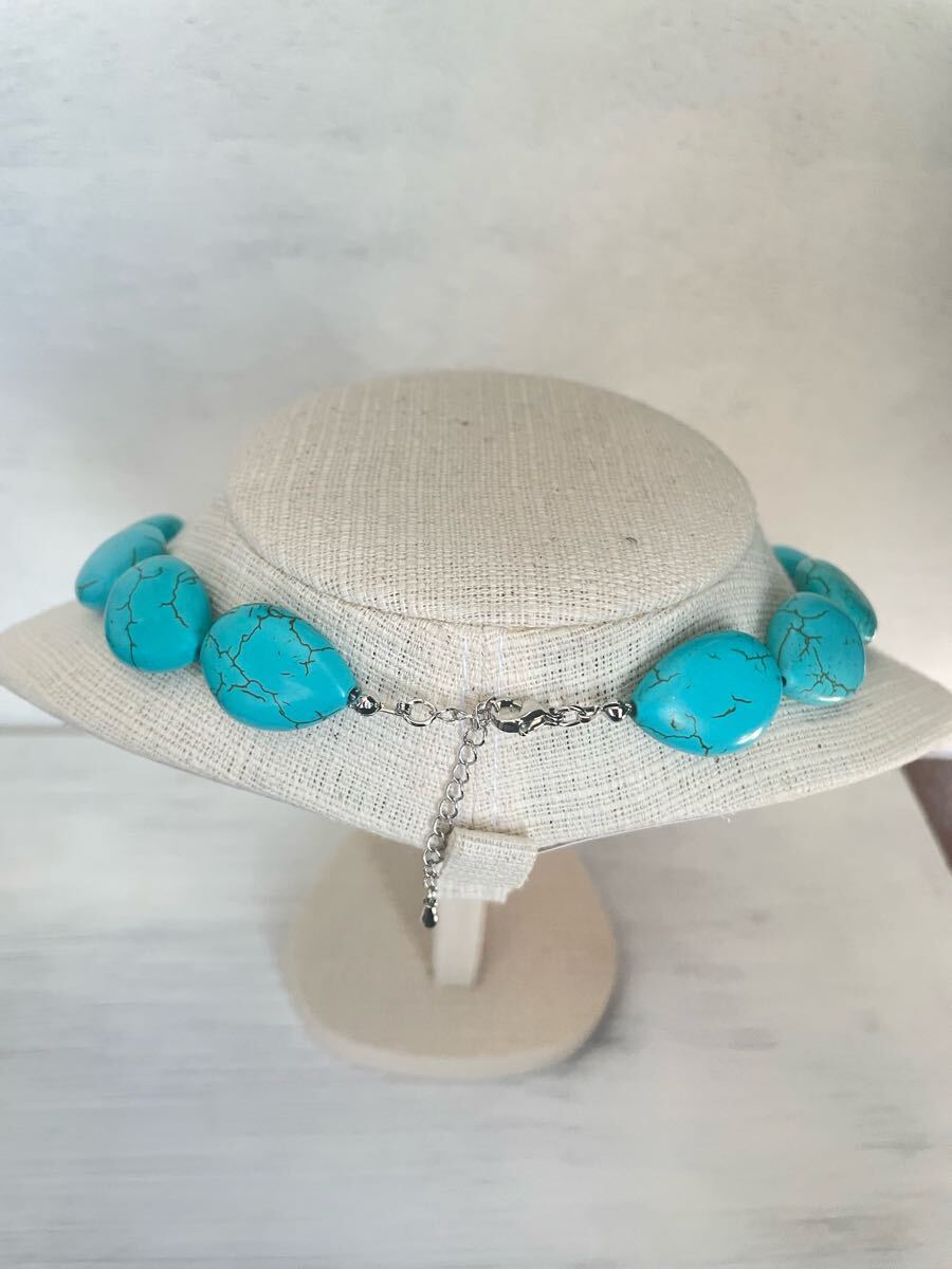ターコイズブルー(涙型)ネックレス☆アジャスト付き_画像3