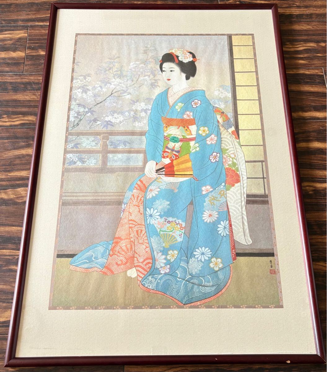 横尾芳月 舞妓 真作 日本画 額装 美人画 千虹会代表 師/伊東深水