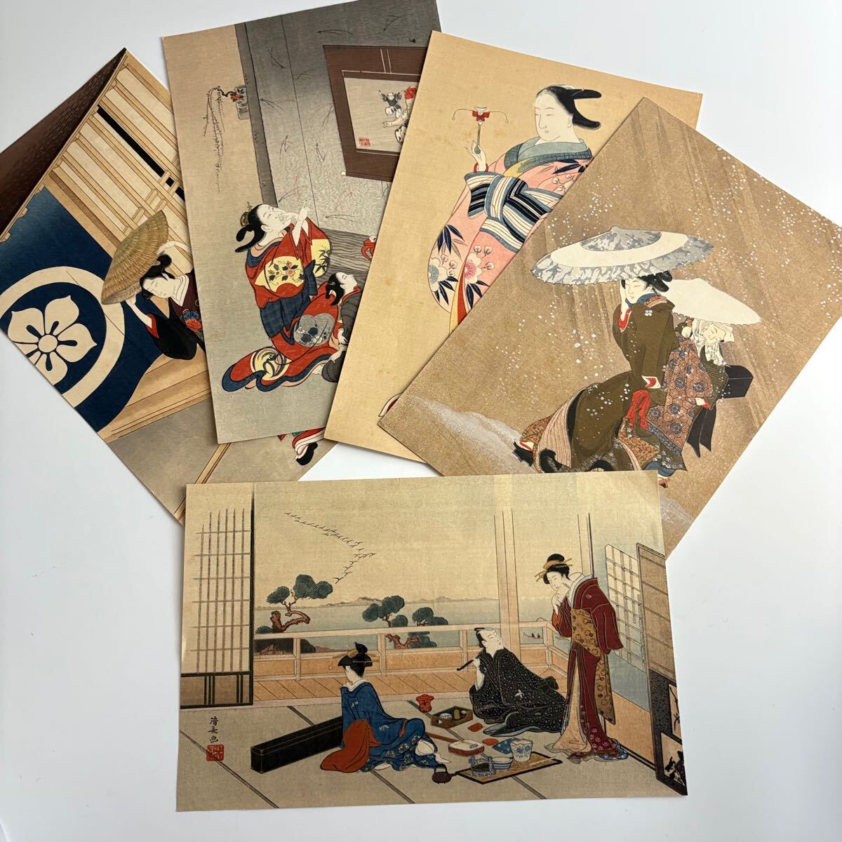 模写 復刻 浮世絵 木版画 5枚 喜多川藤麿 鳥居清長 川又常行 模写 復刻 浮世絵 木版画 5枚 喜多川藤麿 鳥居清長 川又常行
