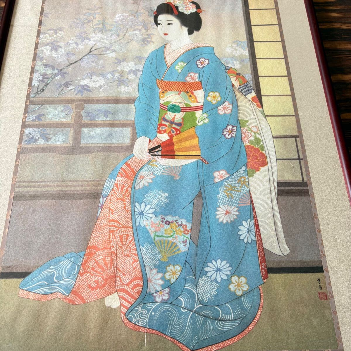 横尾芳月 舞妓 真作 日本画 額装 美人画 千虹会代表 師/伊東深水