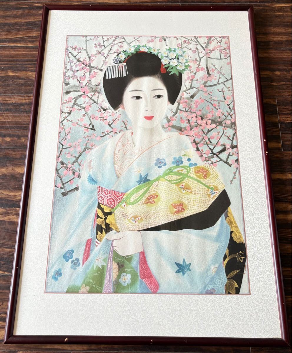 中尾淳 舞妓 日本画 真作 額装 師/山口華揚 無所属美人画巨匠 中尾淳 舞妓 日本画 真作 額装 師/山口華揚 無所属美人画巨匠