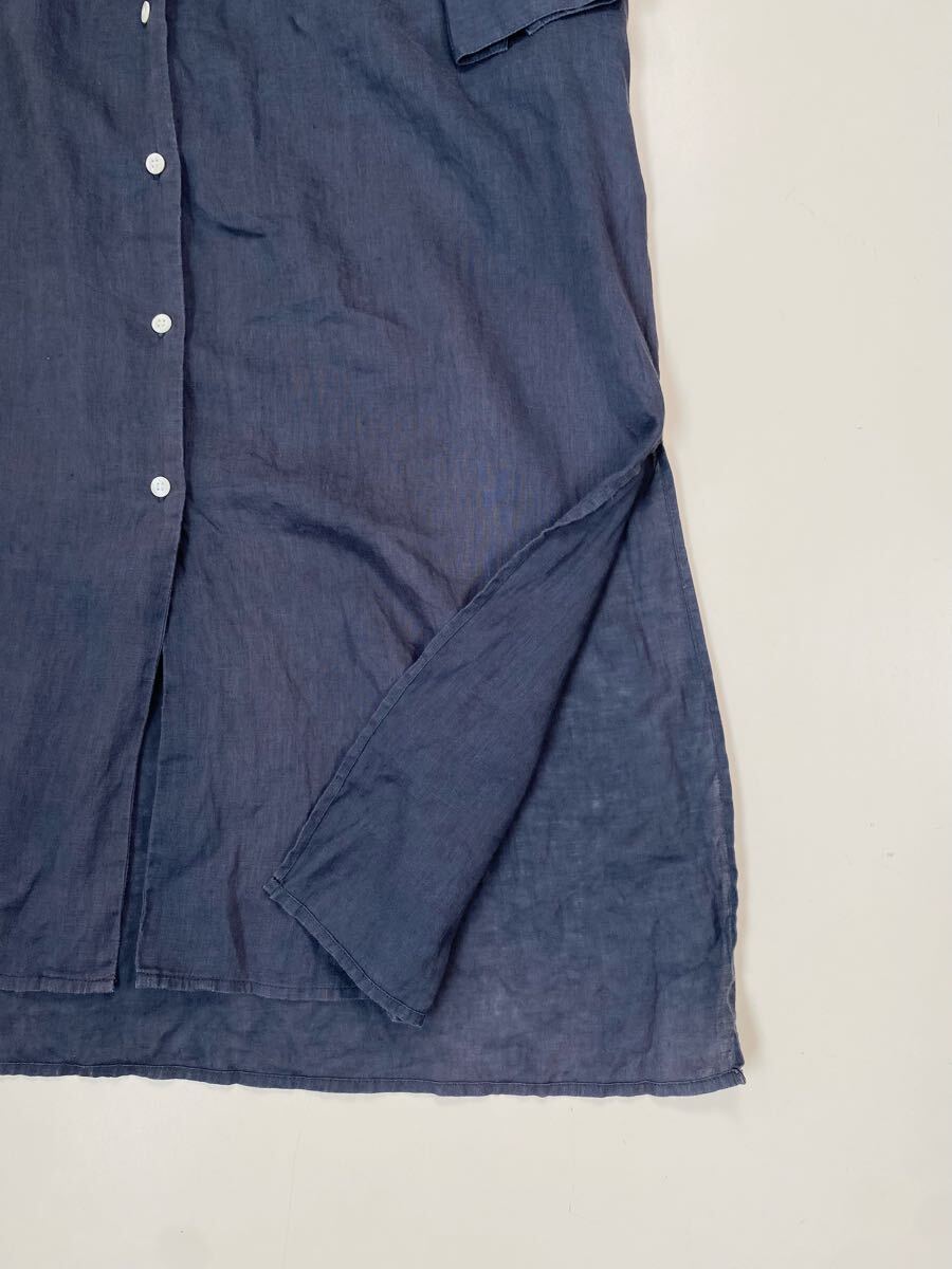 ★ FLANDERS LINEN for ADAM ET ROPE *ソフトな上質リネン* シャツ ワンピース 紺 ◆ フランダースリネン アダムエロペ ◆W15 UJやF9-29_画像4