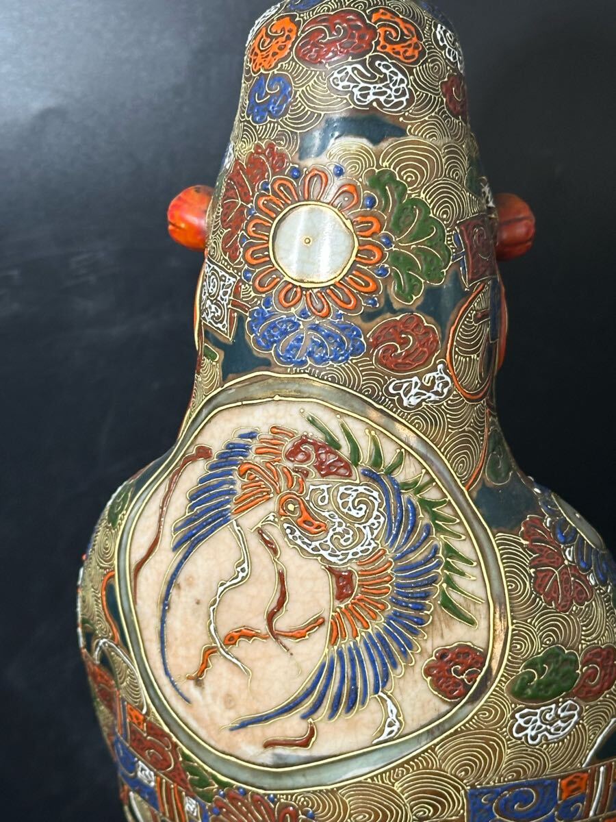 時代九谷焼 色絵金彩観音菩薩立像 緻密絵付 鳳凰瑞祥紋 古九谷 時代九谷焼 色絵金彩観音菩薩立像 緻密絵付 鳳凰瑞祥紋 古九谷