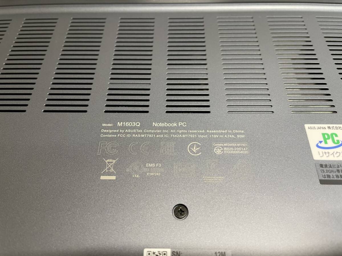 ASUS ノートパソコン Vivobook 16X M1603QA 16.0型 /Windows11 Home /AMD Ryzen 7 /メモリ：16GB /SSD：512GB 美品