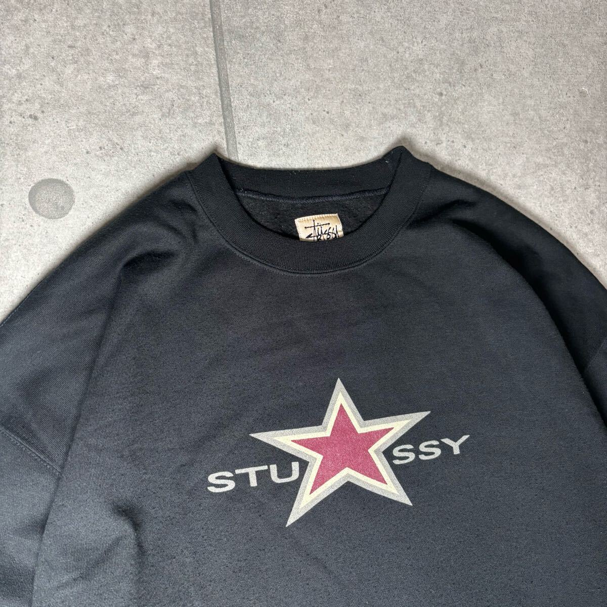 美品 OLD STUSSY トレーナー 90s スター 両面プリント 白タグ 美品 OLD STUSSY トレーナー 90s スター 両面プリント 白タグ