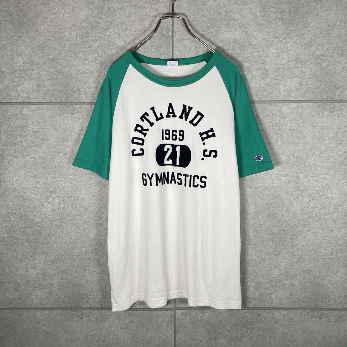 古着 チャンピオン champion 半袖 Tシャツ キッズ ボーイズ 子供服 ボストン 大学 コットン クルーネック 紺 ネイビー 22aug09