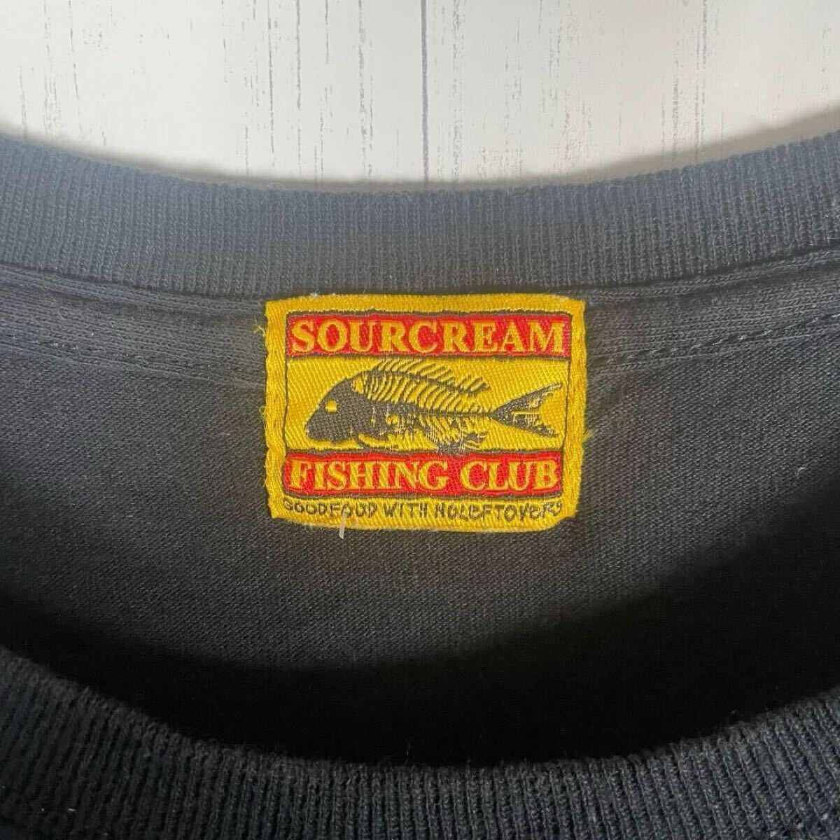 [古着]ビンテージ　半袖　Tシャツ　プリント　魚　アニマル　バックロゴ　ヴィンテージ　骨　フィッシング　90s　US古着　ブラック　L_画像9