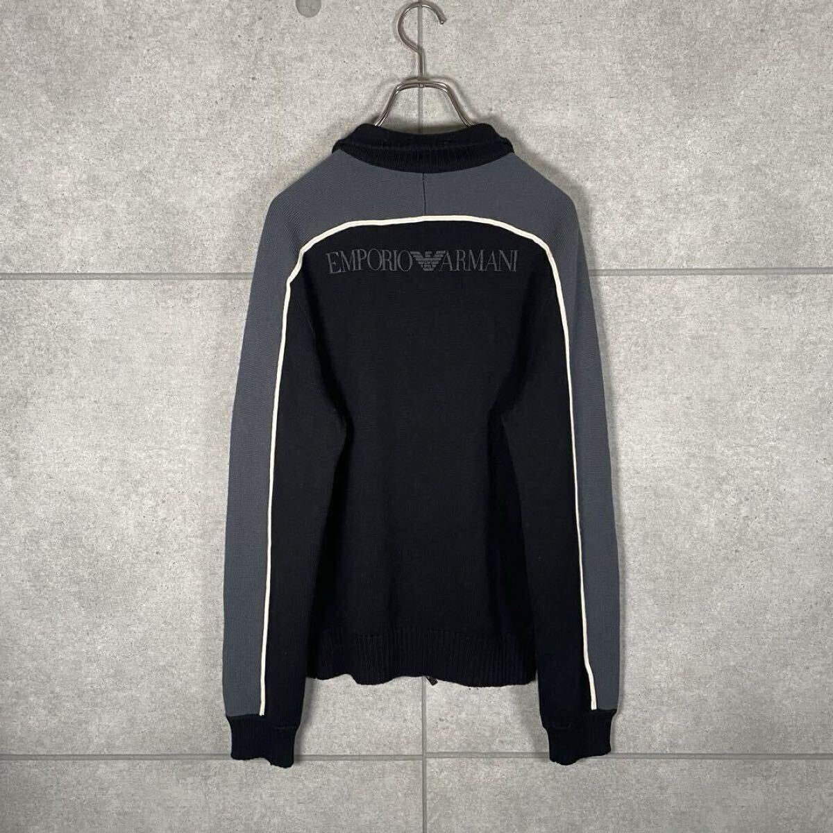 美品 EMPORIO ARMANI ニットジャケット バックロゴ イタリア製 美品 EMPORIO ARMANI ニットジャケット バックロゴ イタリア製