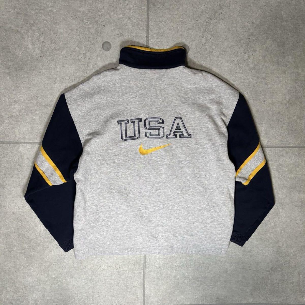 NIKE スウェット ハーフジップ 銀タグ USA 90s 刺繍 スウッシュ NIKE スウェット ハーフジップ 銀タグ USA 90s 刺繍 スウッシュ
