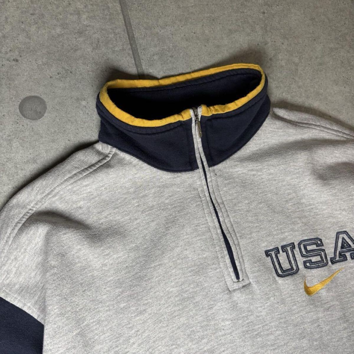 NIKE スウェット ハーフジップ 銀タグ USA 90s 刺繍 スウッシュ NIKE スウェット ハーフジップ 銀タグ USA 90s 刺繍 スウッシュ