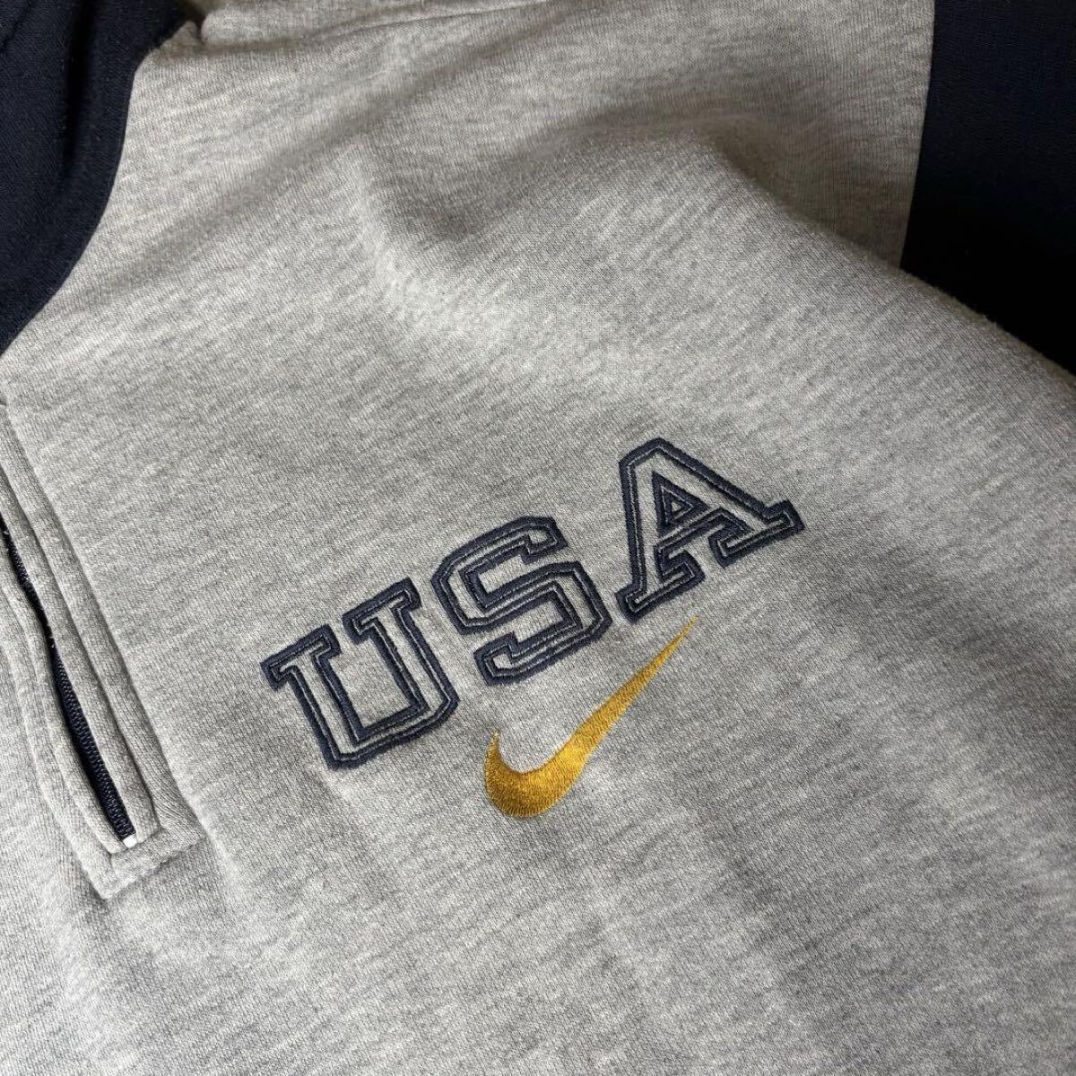 NIKE スウェット ハーフジップ 銀タグ USA 90s 刺繍 スウッシュ NIKE スウェット ハーフジップ 銀タグ USA 90s 刺繍 スウッシュ