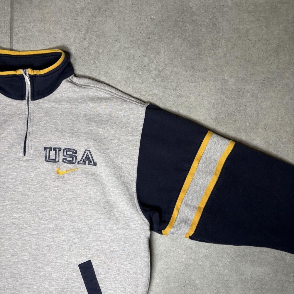 NIKE スウェット ハーフジップ 銀タグ USA 90s 刺繍 スウッシュ NIKE スウェット ハーフジップ 銀タグ USA 90s 刺繍 スウッシュ