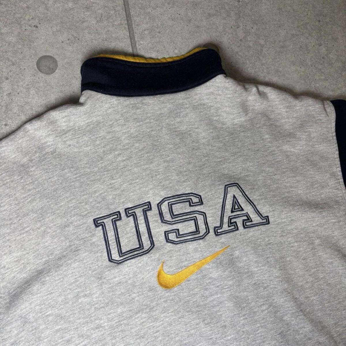 NIKE スウェット ハーフジップ 銀タグ USA 90s 刺繍 スウッシュ NIKE スウェット ハーフジップ 銀タグ USA 90s 刺繍 スウッシュ