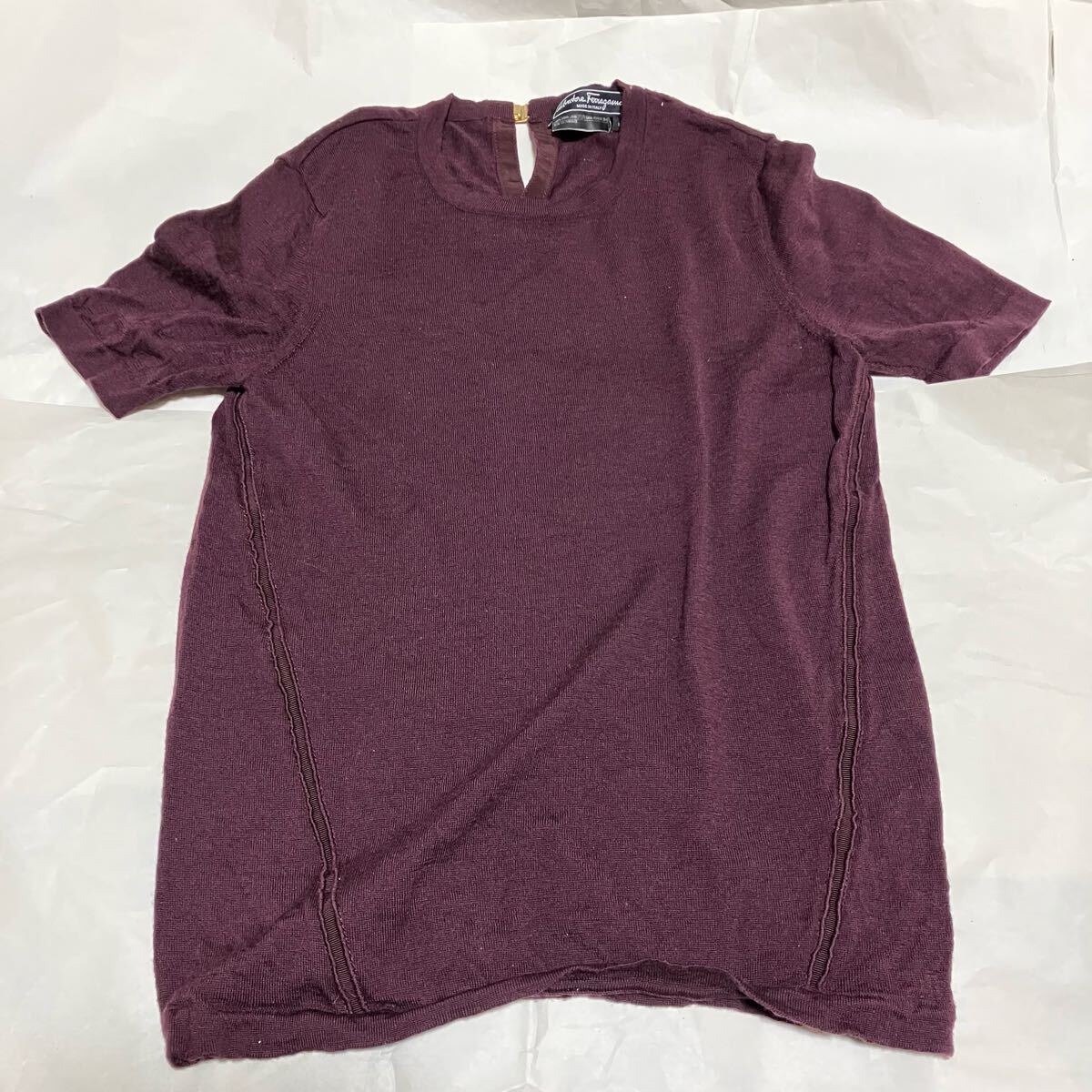 【Salvatore Ferragamo】 ウール / 半袖 ニット / M 紫_画像1