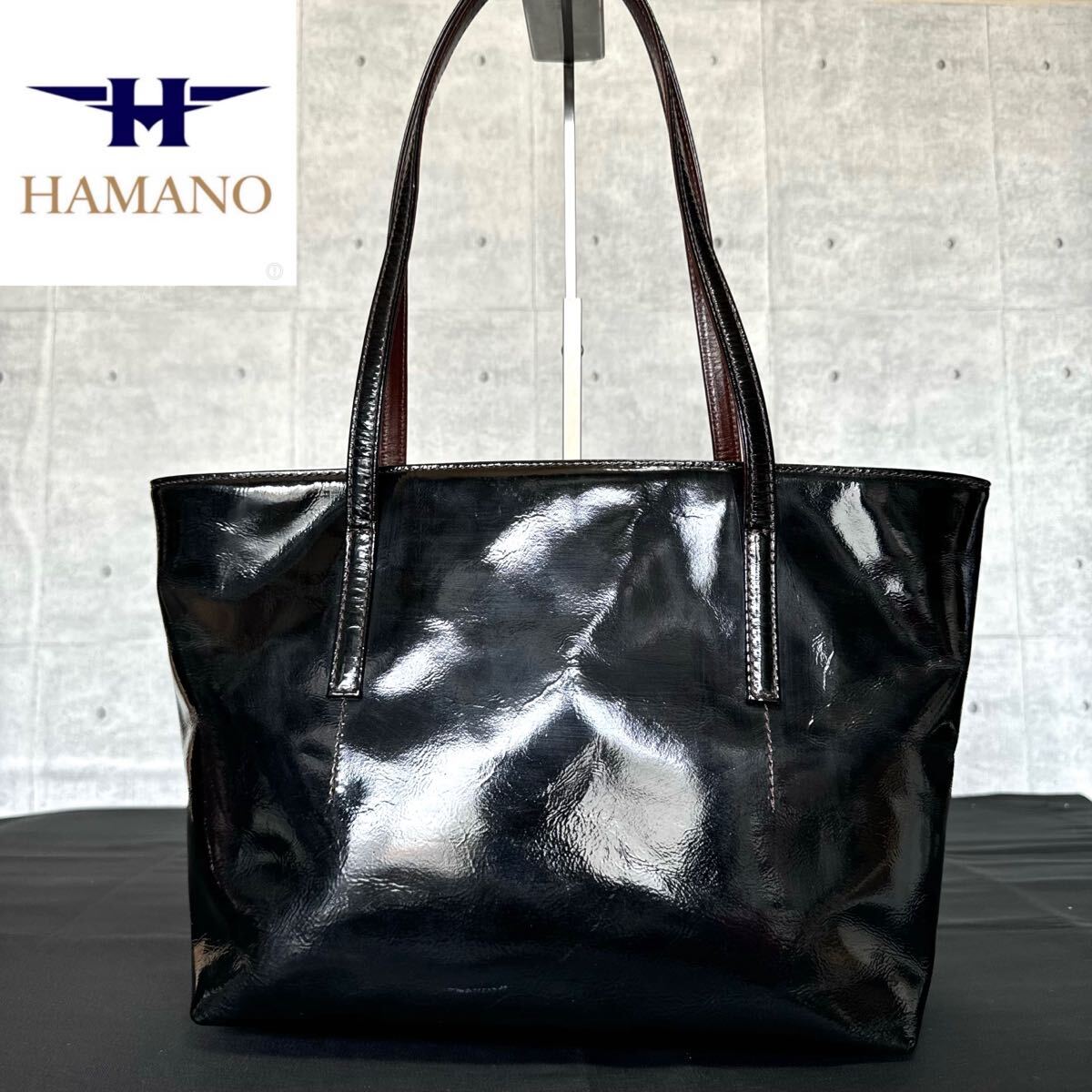 HAMANO ハマノ 濱野皮革工藝 皇室御用達 ブラック パテント HAMANO ハマノ 濱野皮革工藝 皇室御用達 ブラック パテント