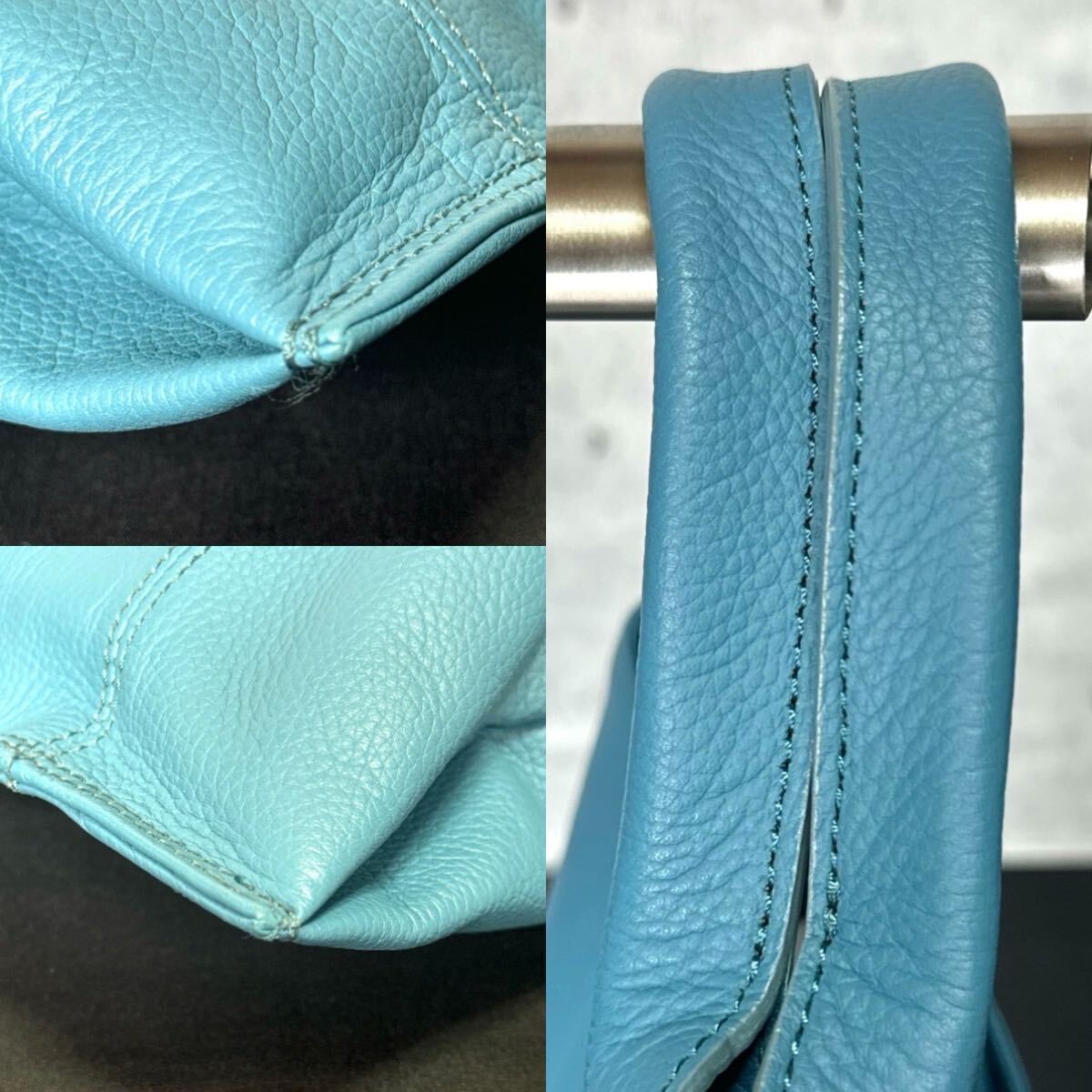 美品 WAKO ワコウ 銀座 和光 シボ革 ライトブルー レザー A4収納 美品 WAKO ワコウ 銀座 和光 シボ革 ライトブルー レザー A4収納